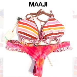 S 🔖 MAAJI Floral Striped Tie Dye Bikini Reversible